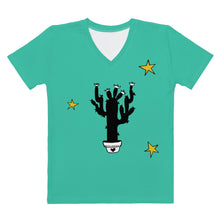 Load image into Gallery viewer, Cactus Starry Night Women&#39;s V-neck | FREE SHIPPING FOR USA 🇺🇸