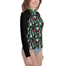 Load image into Gallery viewer, Midnight Cactus Girls Youth Rash Guard