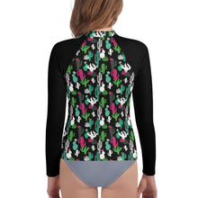 Load image into Gallery viewer, Midnight Cactus Girls Youth Rash Guard