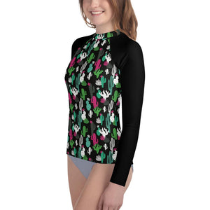 Midnight Cactus Girls Youth Rash Guard